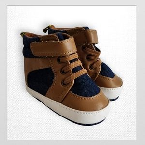 🆕️ Tan/Blue Baby Crib Sneakers, Kid's 3-6M